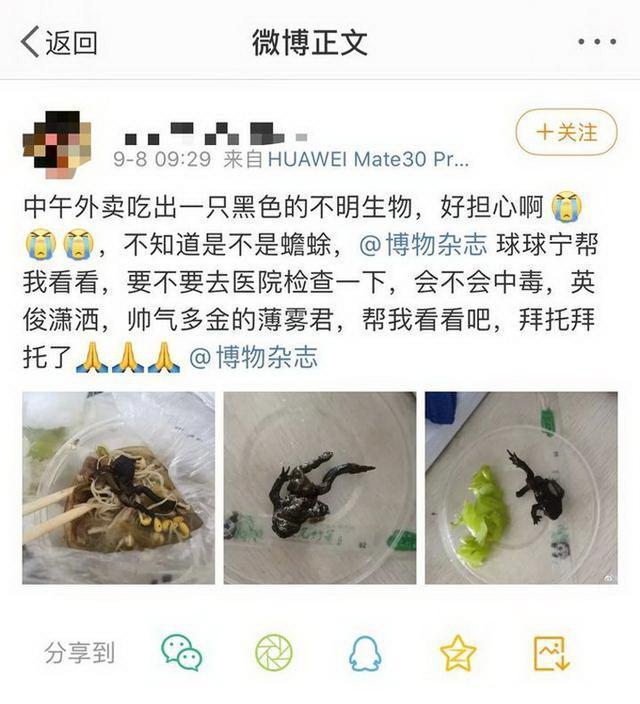 太恶心了！永康一女子点外卖里面竟有只癞蛤蟆，网友：可以告别外卖了