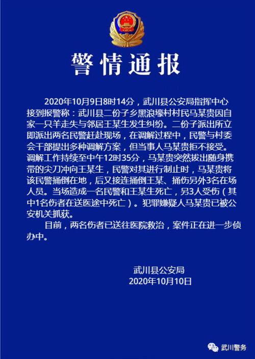 内蒙古重大刑事案件致3死2伤 警方通报来了！