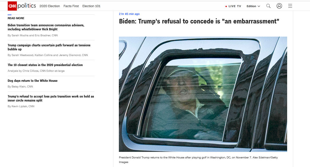 拜登称特朗普拒认败选很尴尬 还称他们会承认的 拜登称特朗普拒认败选很尴尬 还称他们会承认的