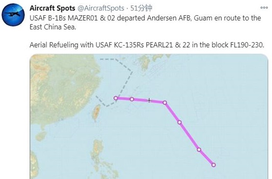 美军机再来挑衅 这次距离浙江海岸最近仅73公里！