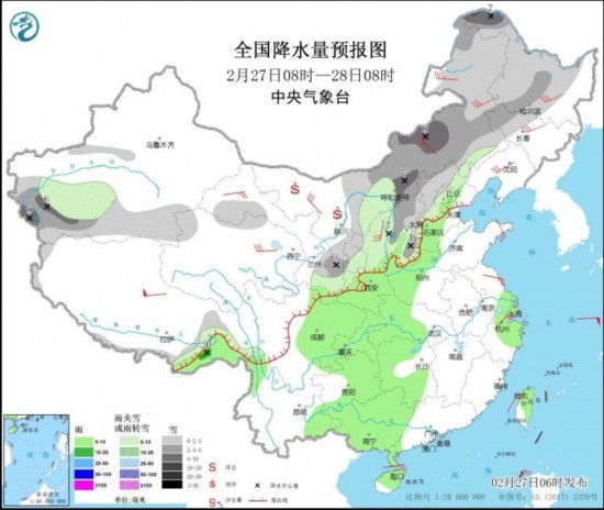 冷空气影响北方地区 中东部将出现大范围雨雪天气