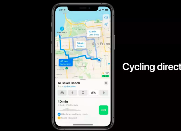 Apple在iOS 14中向地图添加了骑行路线