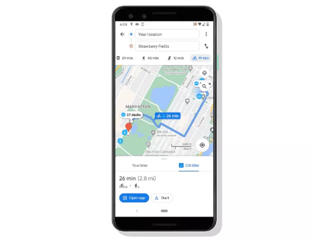 Google地图已经计算出您自行车路线