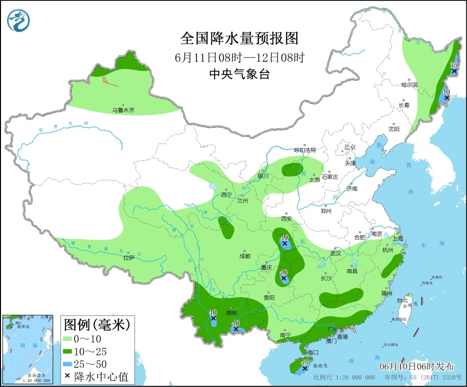 西南地区长江中下游有降雨 东北地区仍有较强降雨