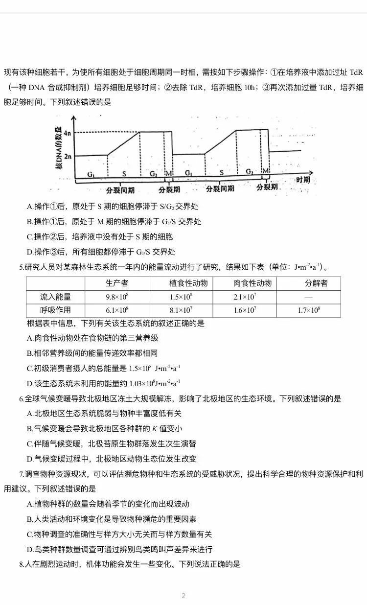 2024年新高考九省联考生物试题（安徽）