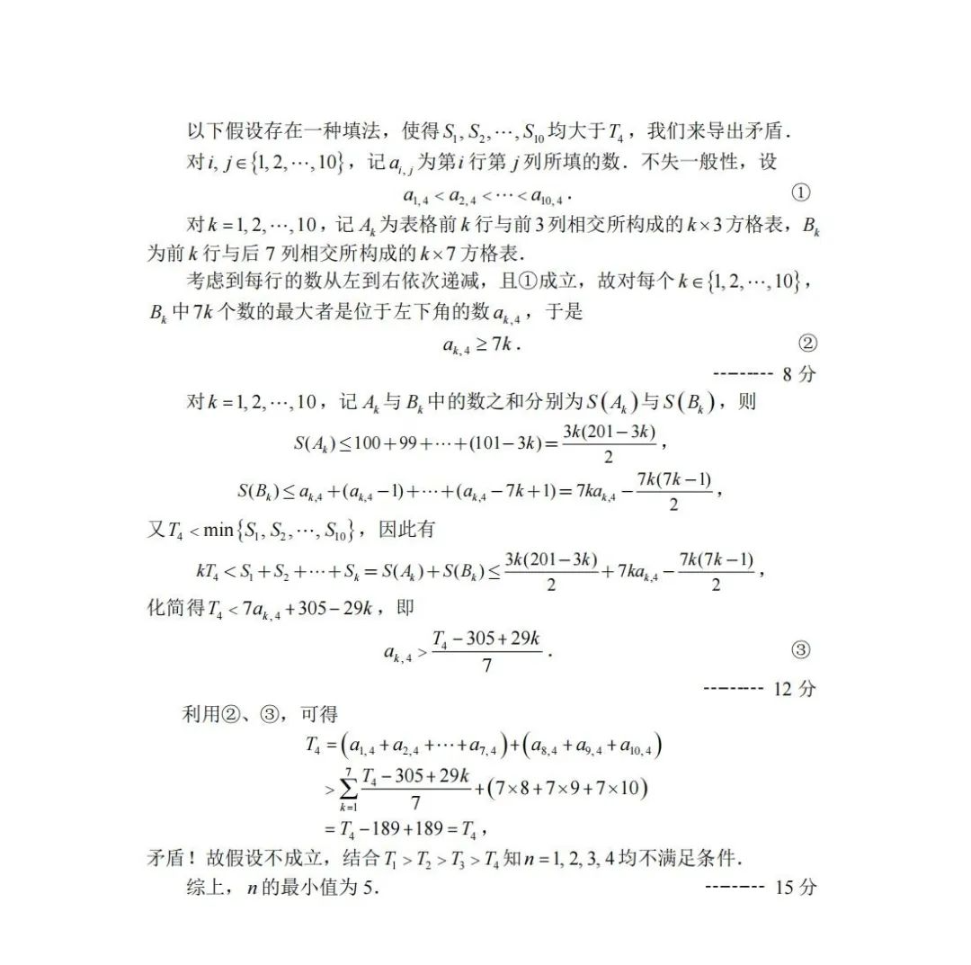 2024年上海市高三数学竞赛试题答案及评分标准！数竞生重点关注